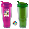22 oz Acrylic Double Wall Travel Chiller with Flip Lid & Straw, Lime Green, 4 color process